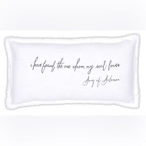 “I have found the one whom my soul loves” lumbar pillow of 100% Cotton - NWT